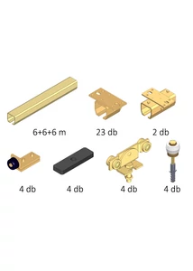 Kétszárnyú ipari tolóajtó vasalat szett, 2*450 cm-es ajtólapszélességig