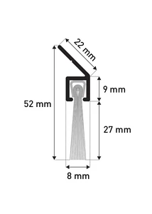 45°-os alu profilos kefetömítés 27 mm-es réz sörtével