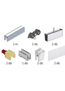 Üvegtolóajtó vasalat szett, 100 cm-es üveglap szélességig