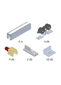 Kétszárnyú tolóajtó vasalat szett, 2*100 cm-es ajtólapszélességig
