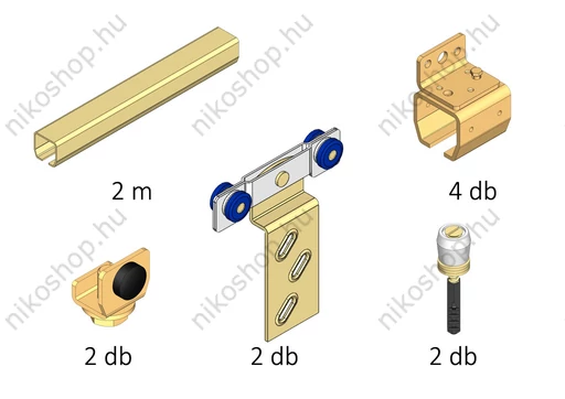 Tolóajtó vasalat szett, 100 cm-es ajtólapszélességig